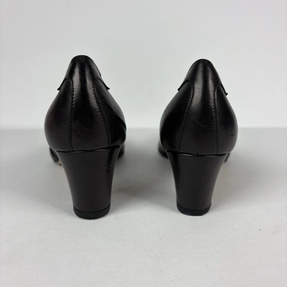 TARYN ROSE Size 8 Black Brocade Wedge Peep Toe Heels Shoes 38.5 Eur